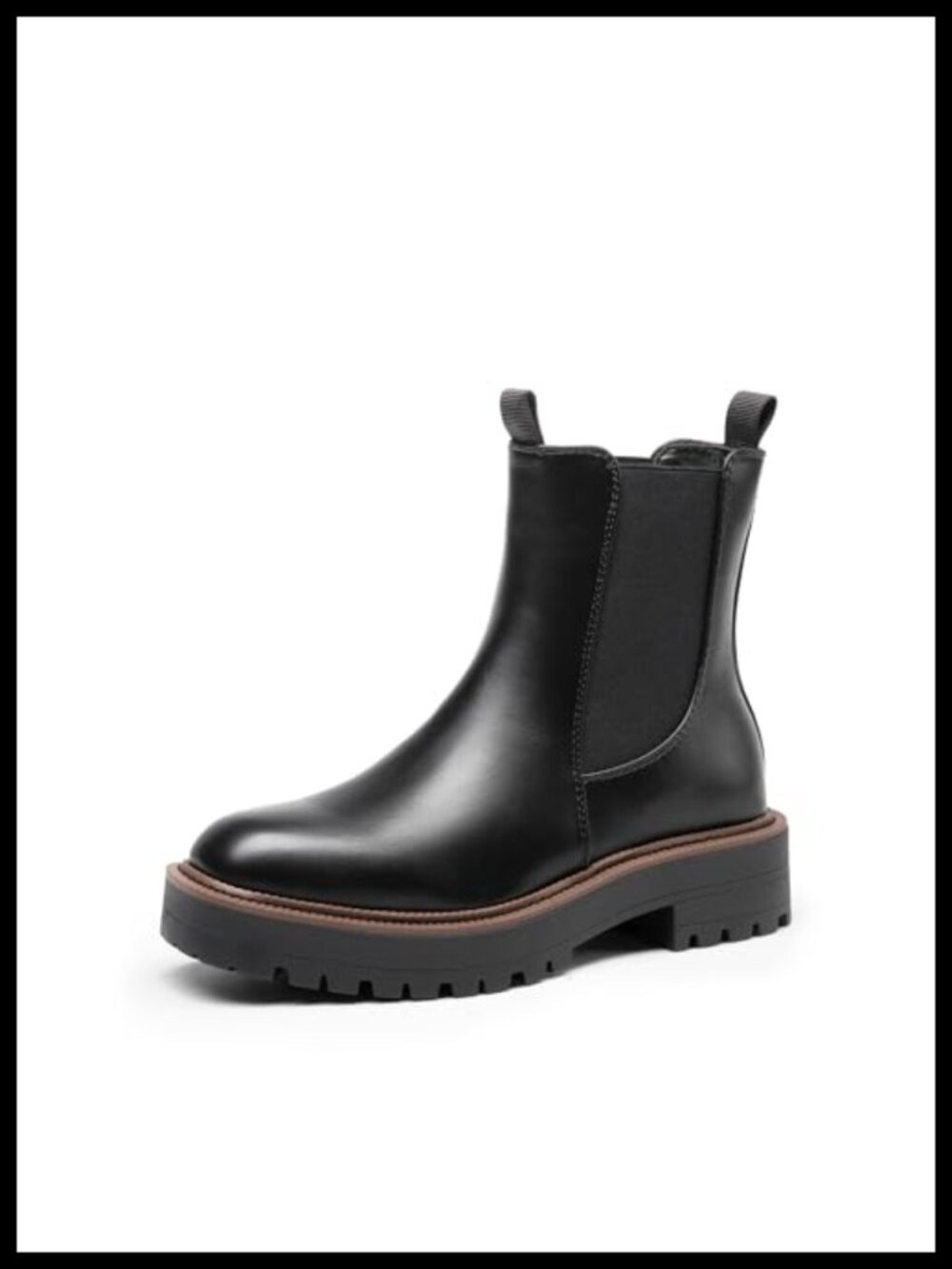 Faux Leather Chelsea Ankle Boots with Chunky Heel